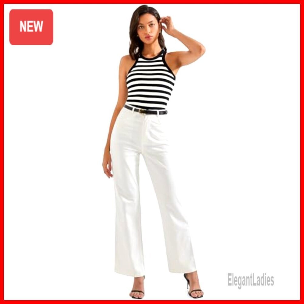 Padded Cotton Ribbed Tank Top High Neck Racerback Basic Tops - Picture 2 of 7